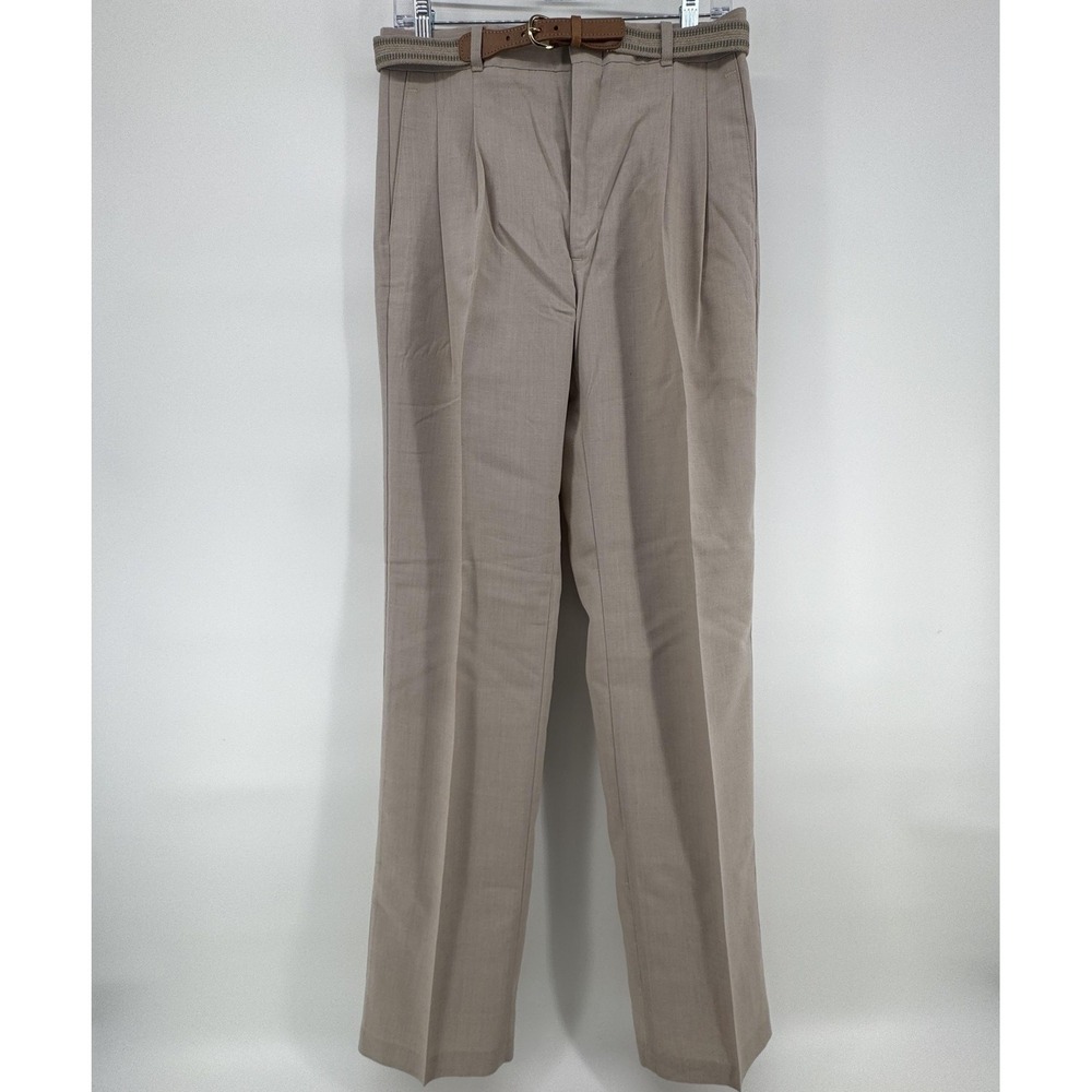 Vintage Angels Flight Dress Pants Mens 31x34 Beige Pleated Straight Leg NOS